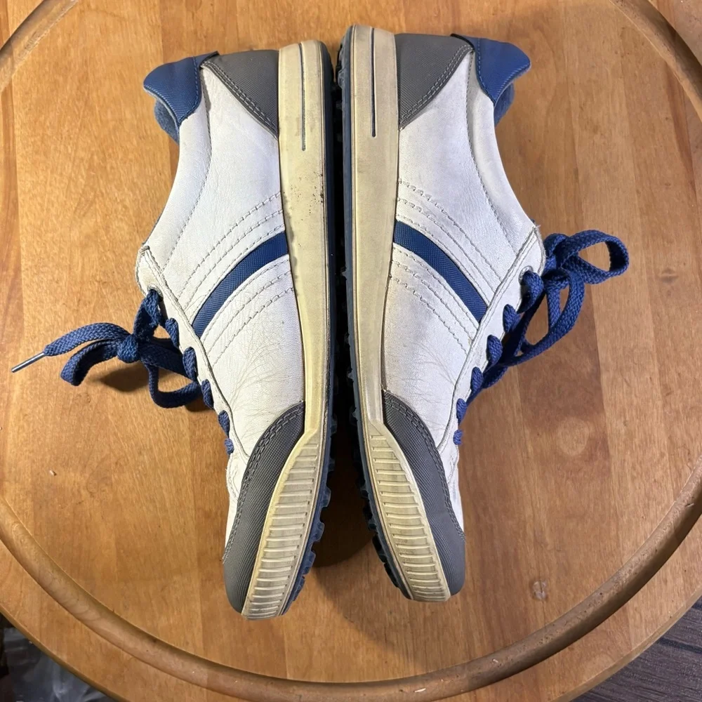 Ecco Hydromax Leather Golf Shoes Spikeless Men's White/Blue Size EU 42 US 8.5‎